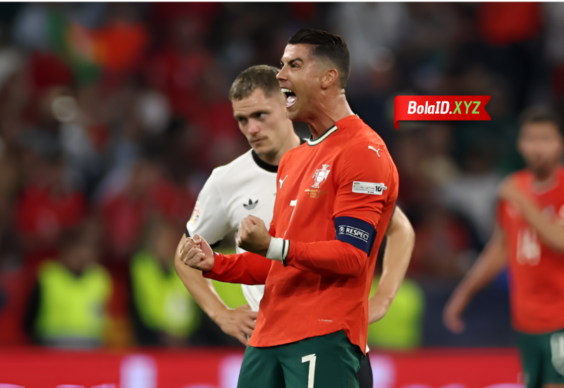 Cristiano Ronaldo terlihat emosional usai mencetak gol penentu kemenangan Portugal ke gawang Jerman dalam Laga Semifinal UEFA Nation 2025.
